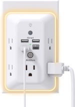 Addtam Surge Protector Outlet Extender with Night Light